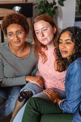 Diverse women connecting comfortably at home