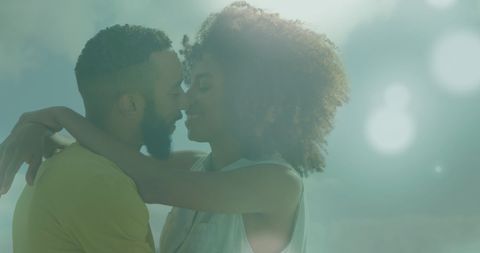 Romantic Embrace of African American Couple Under Sunlight - Download Free Stock Images Pikwizard.com