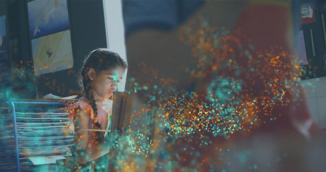 Young Girl Studying in Classroom with Light Particles Effect - Download Free Stock Images Pikwizard.com