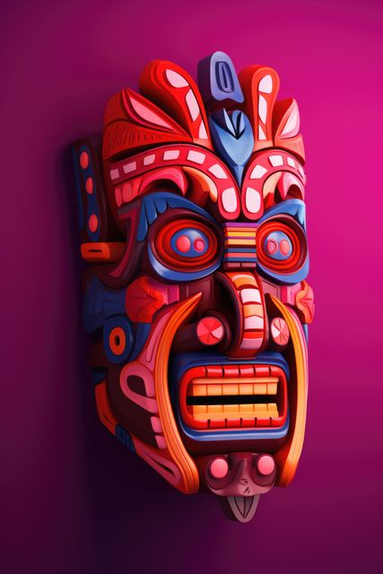 Colourful tiki mask on purple background, created using generative ai technology - Download Free Stock Photos Pikwizard.com