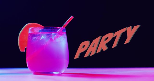 Neon Party Cocktail with Vibrant Colors on Black Background - Download Free Stock Images Pikwizard.com