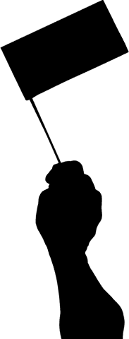 Silhouette hand holding flag transparent illustration