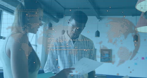 Animated Global Financial Data with Business Collaboration Concept