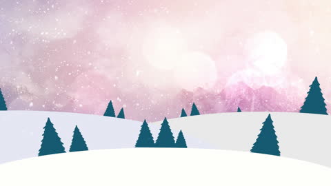 Festive Winter Landscape with Falling Snowflakes Animation
