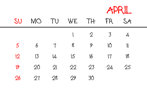 transparent april calendar illustration with distinctive red highlights - Download Free Stock Videos Pikwizard.com