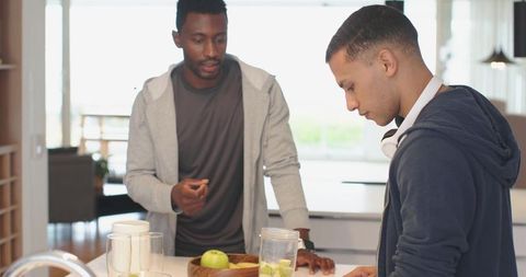 Two Friends Preparing Fruit at Kitchen Island | Casual Conversation and Morning Routine