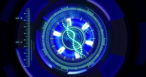 Futuristic Interface Showing DNA Strand with Digital Data - Download Free Stock Images Pikwizard.com