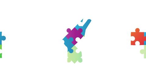 Colorful Jigsaw Puzzle Pieces Forming Autism Awareness Hand Design - Download Free Stock Images Pikwizard.com