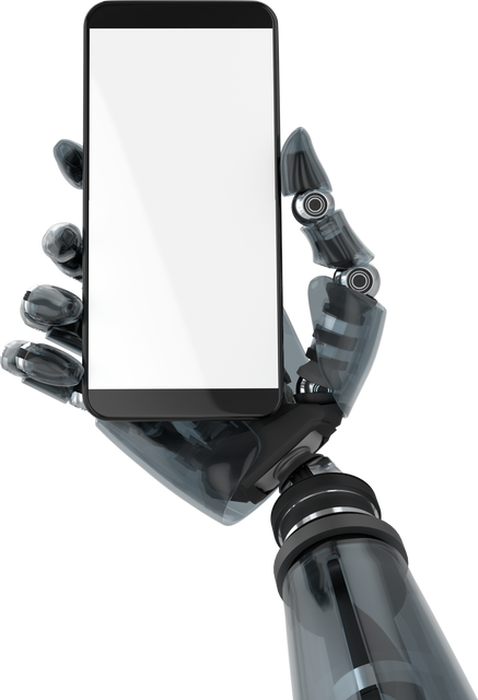 Robot Hand Holding Smartphone with Blank Screen on Transparent Background - Download Free Stock Videos Pikwizard.com