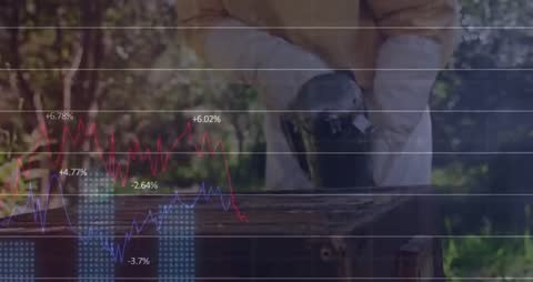 Beekeeper Working with Hive and Overlay Financial Graphs in Nature