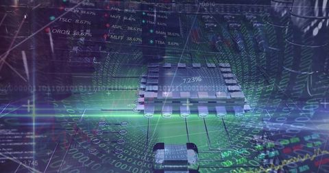 Futuristic Data and Circuit Interface with Binary Overlay - Download Free Stock Images Pikwizard.com