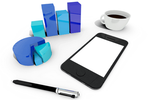 Transparent Business Concept Graphs and Coffee Cup Illustration - Download Free Stock Videos Pikwizard.com
