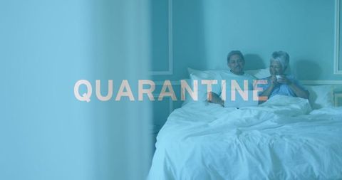 Senior Couple Relaxing with Laptop at Home During Quarantine