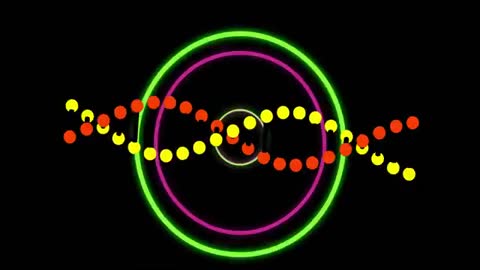 Digital Geometric Pattern with Vibrant Circles and Wavy Dots