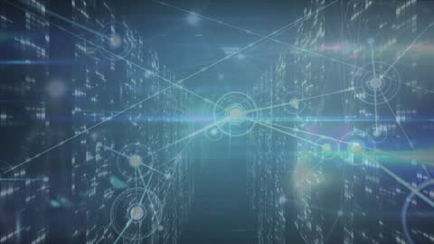 Futuristic Technology Network Connections in Digital Cityscape