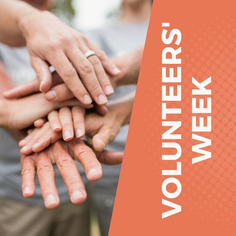 Diverse Hands Stacked Celebrating Volunteers' Week in Unity - Download Free Stock Templates Pikwizard.com