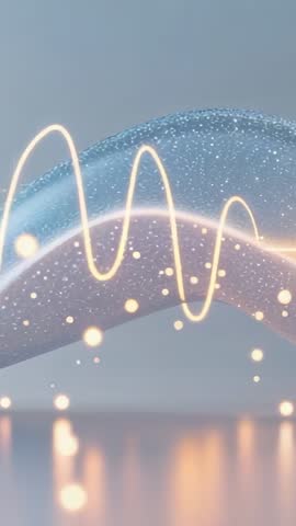 Futuristic 3D Ribbon Undulating with Sine-Wave Data Visualization Vertical Video Loop