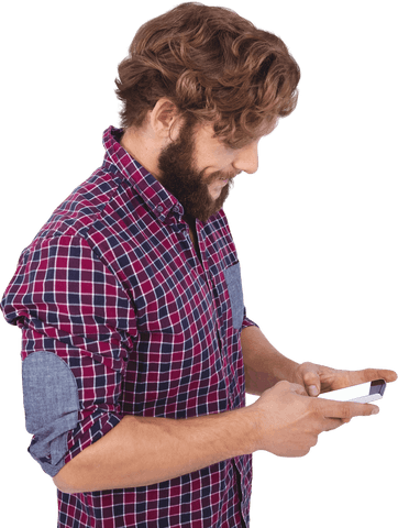 Side Profile of Hipster Texting on Smartphone Transparent Background - Download Free Stock Videos Pikwizard.com