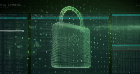 Cybersecurity Padlock with Digital Data Interface