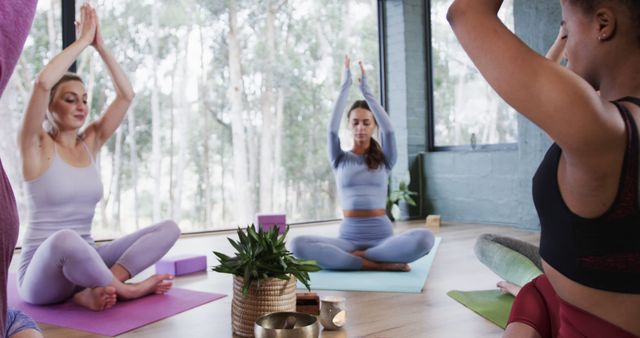 Diverse Group Practicing Yoga in Bright Studio with Natural Light - Download Free Stock Images Pikwizard.com