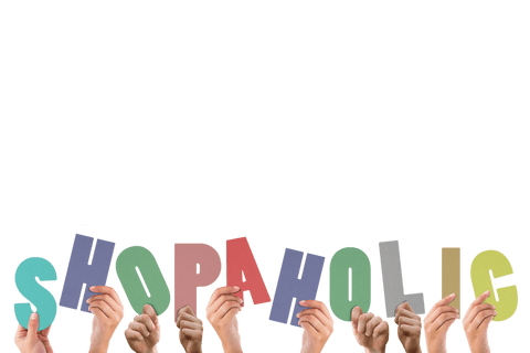 Colorful Hands Holding Shopaholic Letters on Transparent Background - Download Free Stock Videos Pikwizard.com