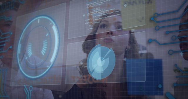 Woman Analyzing Data on Holographic Display Technology - Download Free Stock Images Pikwizard.com