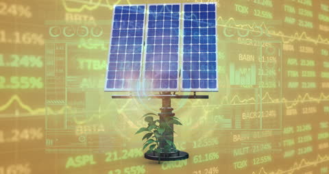 Innovative Solar Energy Concept with Financial Data Overlay