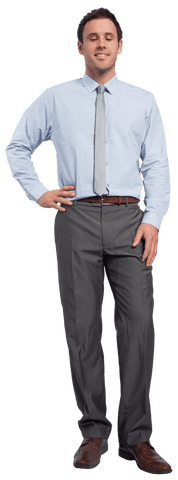 Transparent businessman smiling in professional attire