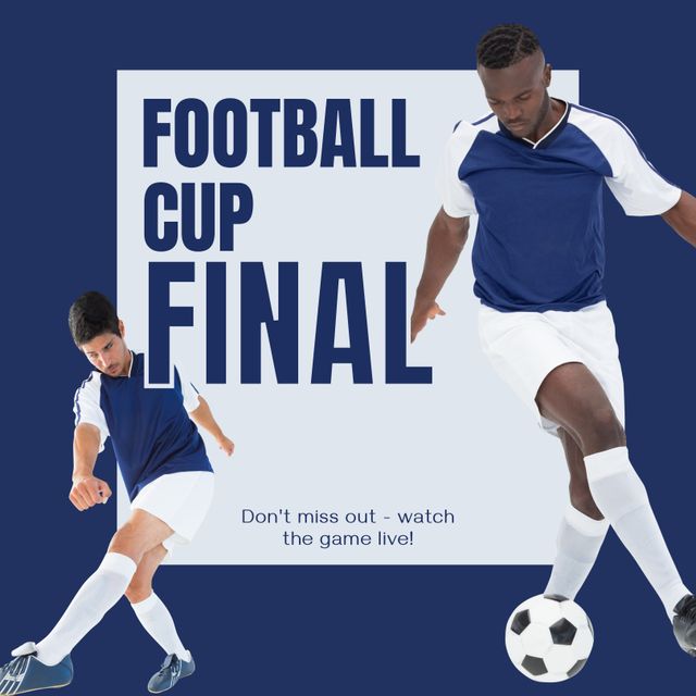 Dynamic Football Cup Final Advertisement with Diverse Players - Download Free Stock Templates Pikwizard.com