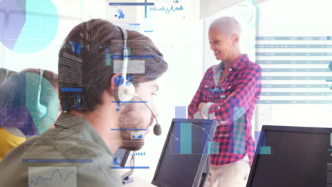 Multicultural Business Team Working with Financial Data Visualization