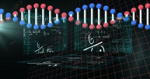 Spinning DNA Strand with Mathematical Equations and Data Visualization