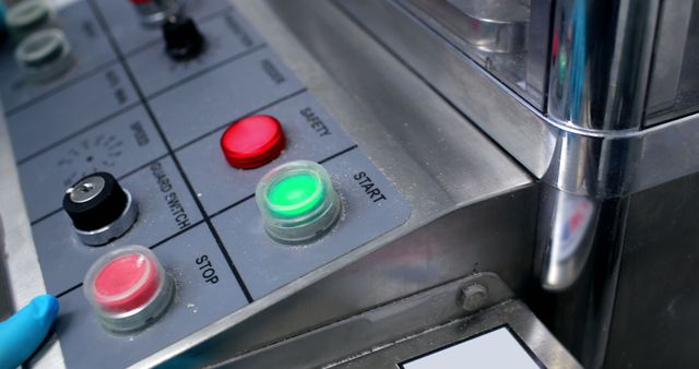 Close-Up of Start Button on Industrial Control Panel - Download Free Stock Images Pikwizard.com