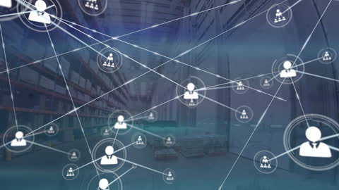Digital Network Connections Over Modern Warehouse Concept