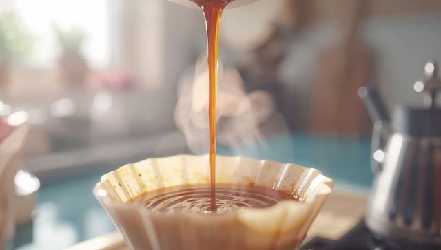 Artisan Coffee Brewing with Pour-Over Dripper in Kitchen