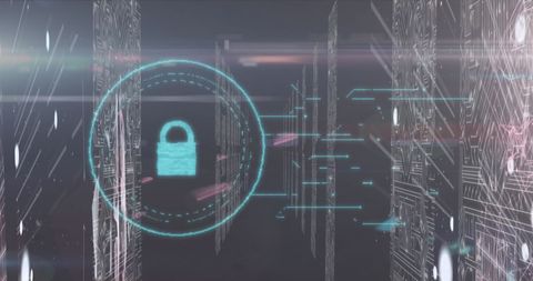 Digital Online Security with Holographic Lock and Circuit Boards - Download Free Stock Images Pikwizard.com