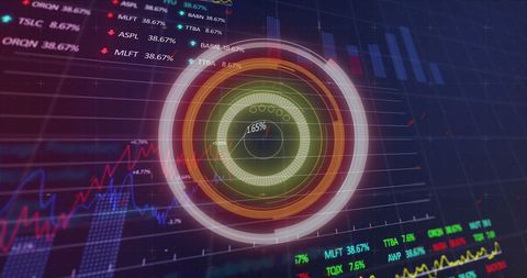 digital finance scope with spinning graph overlay - Download Free Stock Images Pikwizard.com