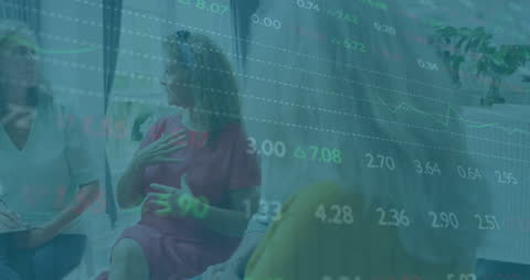 Overlay of Medical Data Charts and Business Meeting