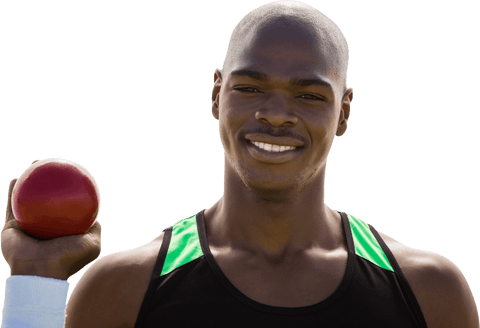 Confident Sportsman Holding Ball on Transparent Background