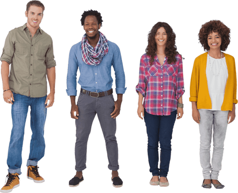 Transparent Group Portrait of Diverse Friends Smiling