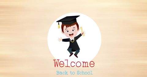 Back to School Welcome with Cheerful Graduate Cartoon - Download Free Stock Images Pikwizard.com