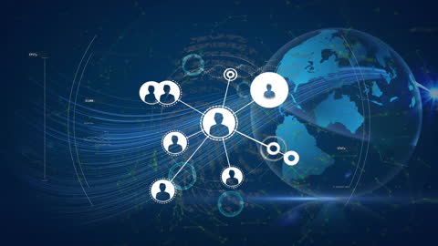 Global Networking and Connections with Digital Interface Icons