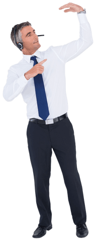 transparent simply showing customer service agent in headset pointing upward - Download Free Stock Videos Pikwizard.com