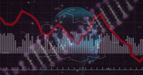 Futuristic Data Analytics with Wireframe Head and Digital Features