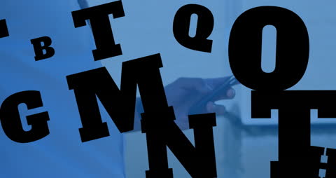 Animated Digital Compilation with Orange DNA Strand Overlaying Letters