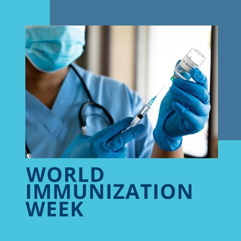 World Immunization Week Campaign with Doctor Holding Vaccine - Download Free Stock Templates Pikwizard.com