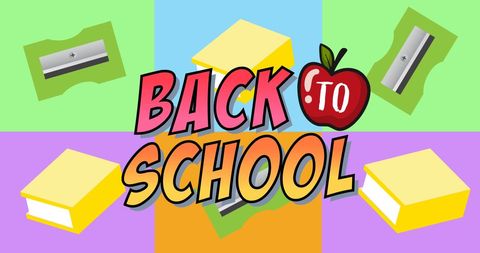 Colorful back to school illustration with school items