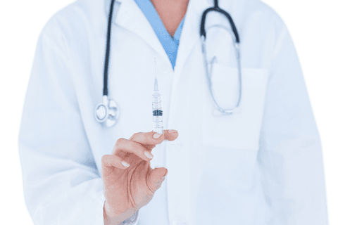 Medical professional holding transparent syringe with confidence