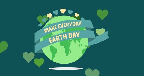 Earth Day Celebration with Globe and Hearts Design