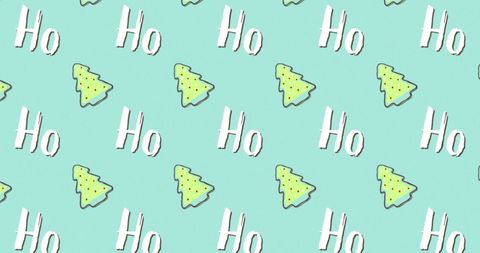 Whimsical Christmas Pattern with Gif-styled Ho Text and Trees - Download Free Stock Images Pikwizard.com