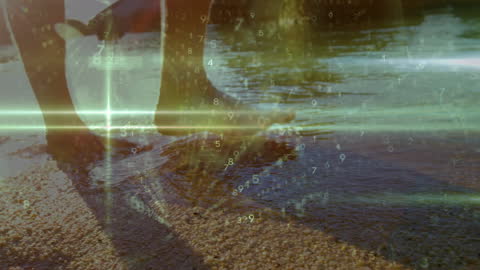 Dynamic Digital Interface Over Relaxing Beach Scene